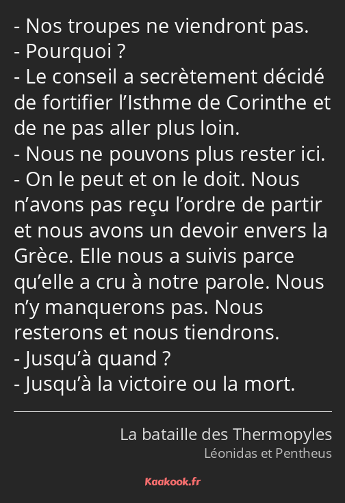 Nos troupes ne viendront pas. Pourquoi ? Le conseil a secrètement décidé de fortifier l’Isthme de…