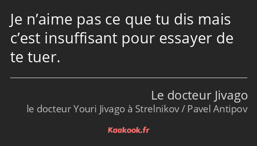 Je n’aime pas ce que tu dis mais c’est insuffisant pour essayer de te tuer.