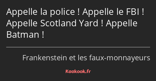 Appelle la police ! Appelle le FBI ! Appelle Scotland Yard ! Appelle Batman !