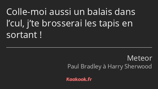 Colle-moi aussi un balais dans l’cul, j’te brosserai les tapis en sortant !