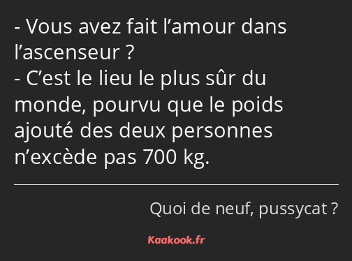 Vous avez fait l’amour dans l’ascenseur ? C’est le lieu le plus sûr du monde, pourvu que le poids…