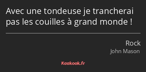 Avec une tondeuse je trancherai pas les couilles à grand monde !