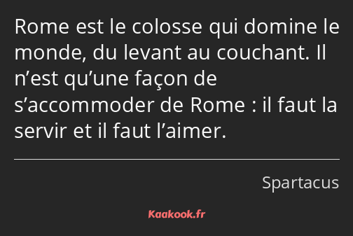 Rome est le colosse qui domine le monde, du levant au couchant. Il n’est qu’une façon de…