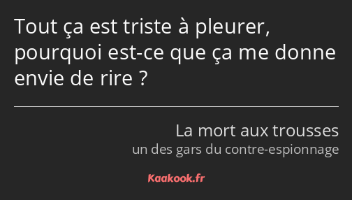 Tout ça est triste à pleurer, pourquoi est-ce que ça me donne envie de rire ?