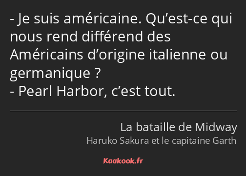 Je suis américaine. Qu’est-ce qui nous rend différend des Américains d’origine italienne ou…