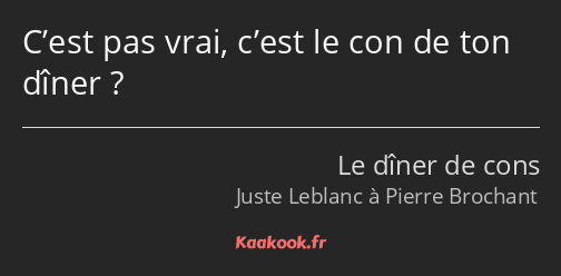 C’est pas vrai, c’est le con de ton dîner ?