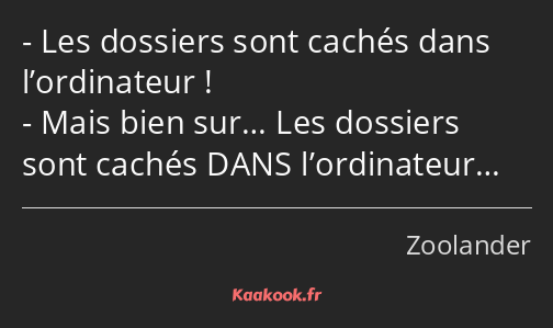 Les dossiers sont cachés dans l’ordinateur ! Mais bien sur… Les dossiers sont cachés DANS…