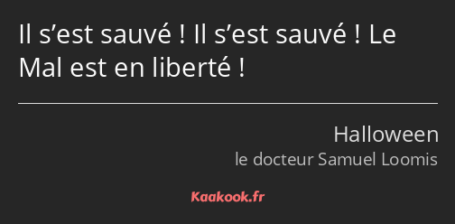 Il s’est sauvé ! Il s’est sauvé ! Le Mal est en liberté !