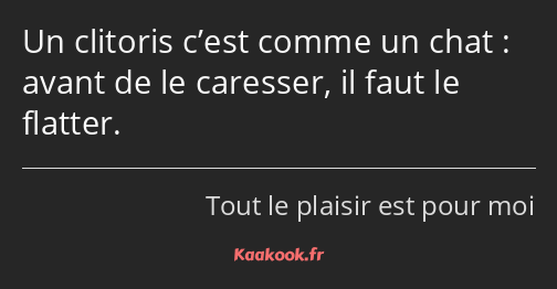 Un clitoris c’est comme un chat : avant de le caresser, il faut le flatter.