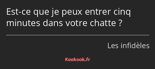 Est-ce que je peux entrer cinq minutes dans votre chatte ?