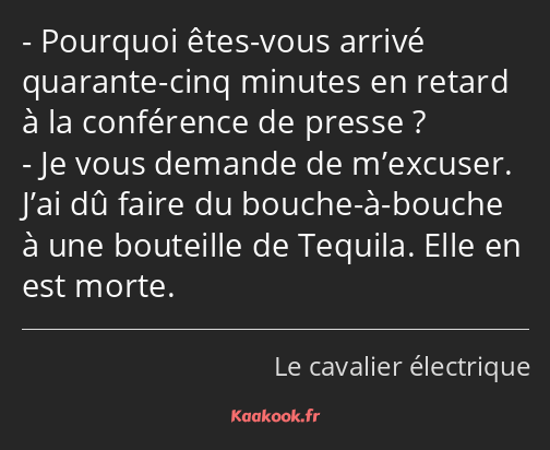 Pourquoi êtes-vous arrivé quarante-cinq minutes en retard à la conférence de presse ? Je vous…