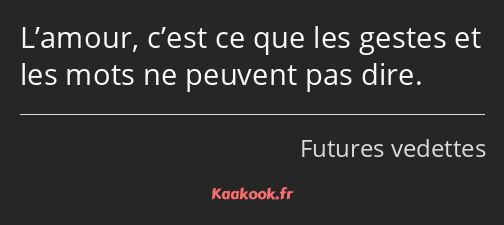 L’amour, c’est ce que les gestes et les mots ne peuvent pas dire.