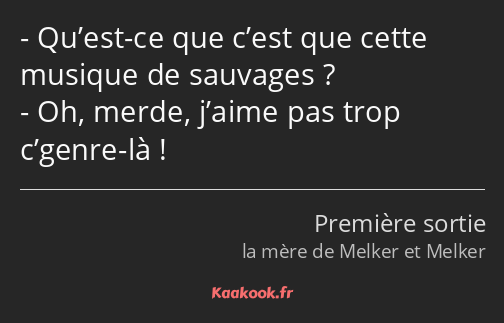 Qu’est-ce que c’est que cette musique de sauvages ? Oh, merde, j’aime pas trop c’genre-là !