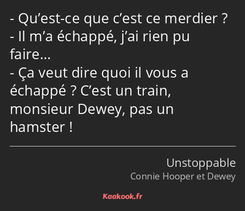 Qu’est-ce que c’est ce merdier ? Il m’a échappé, j’ai rien pu faire… Ça veut dire quoi il vous a…