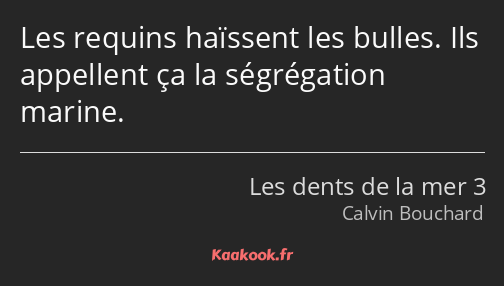 Les requins haïssent les bulles. Ils appellent ça la ségrégation marine.