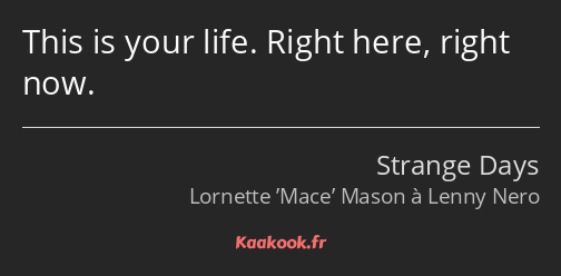 This is your life. Right here, right now.