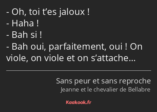 Oh, toi t’es jaloux ! Haha ! Bah si ! Bah oui, parfaitement, oui ! On viole, on viole et on…