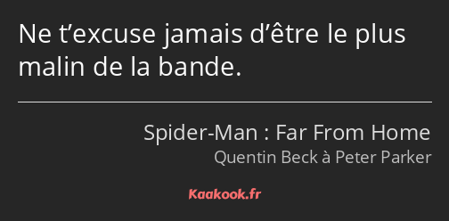 Ne t’excuse jamais d’être le plus malin de la bande.