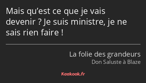 Mais qu’est ce que je vais devenir ? Je suis ministre, je ne sais rien faire !