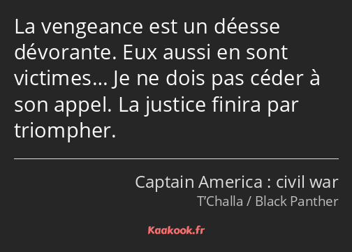 La vengeance est un déesse dévorante. Eux aussi en sont victimes… Je ne dois pas céder à son appel…