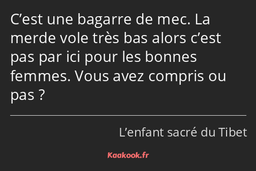 C’est une bagarre de mec. La merde vole très bas alors c’est pas par ici pour les bonnes femmes…