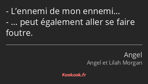 L’ennemi de mon ennemi… … peut également aller se faire foutre.