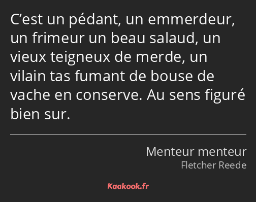 C’est un pédant, un emmerdeur, un frimeur un beau salaud, un vieux teigneux de merde, un vilain tas…