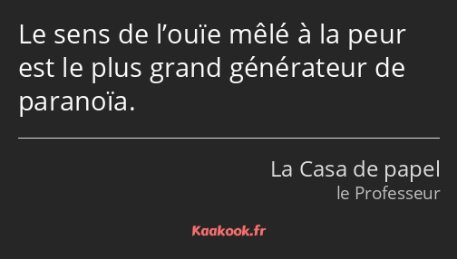 Le sens de l’ouïe mêlé à la peur est le plus grand générateur de paranoïa.