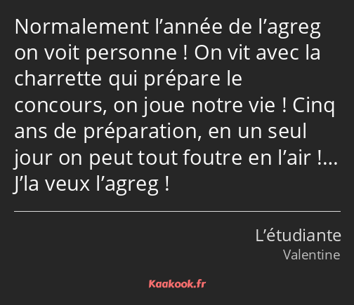 Normalement l’année de l’agreg on voit personne ! On vit avec la charrette qui prépare le concours…