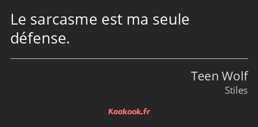 Le sarcasme est ma seule défense.