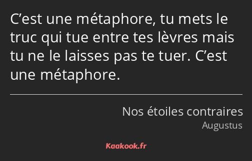 C’est une métaphore, tu mets le truc qui tue entre tes lèvres mais tu ne le laisses pas te tuer…