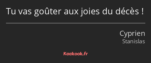 Tu vas goûter aux joies du décès !