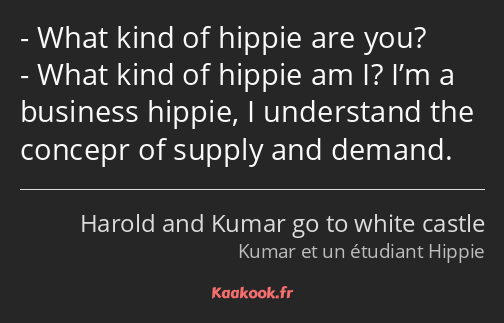 What kind of hippie are you? What kind of hippie am I? I’m a business hippie, I understand the…