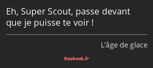 Eh, Super Scout, passe devant que je puisse te voir !