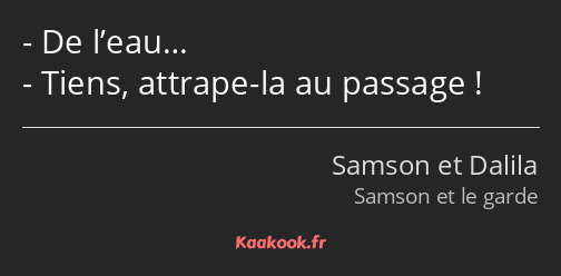 De l’eau… Tiens, attrape-la au passage !