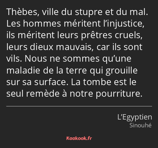 Thèbes, ville du stupre et du mal. Les hommes méritent l’injustice, ils méritent leurs prêtres…