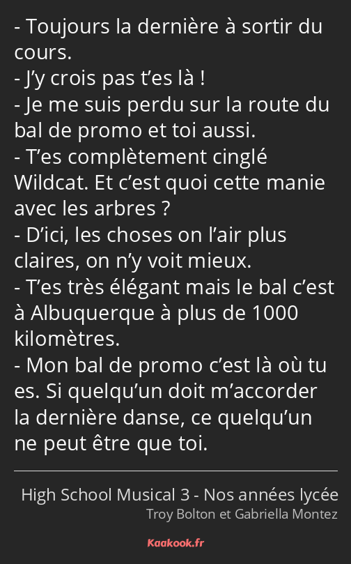 Toujours la dernière à sortir du cours. J’y crois pas t’es là ! Je me suis perdu sur la route du…