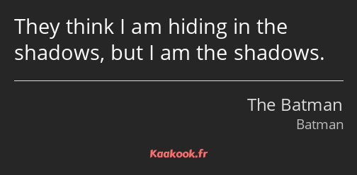 They think I am hiding in the shadows, but I am the shadows.