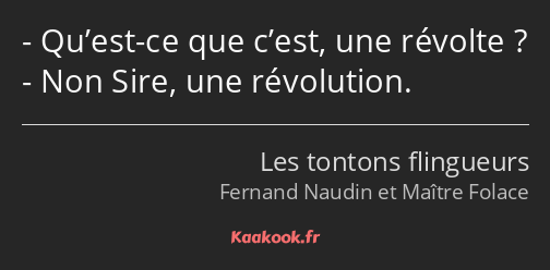 Qu’est-ce que c’est, une révolte ? Non Sire, une révolution.