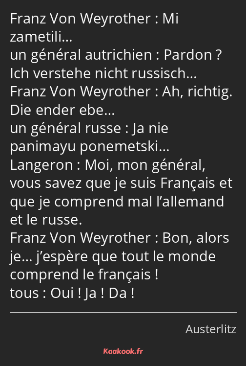 Mi zametili… Pardon ? Ich verstehe nicht russisch… Ah, richtig. Die ender ebe… Ja nie panimayu…