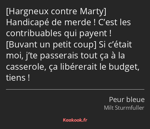  Handicapé de merde ! C’est les contribuables qui payent ! Si c’était moi, j’te passerais tout ça à…