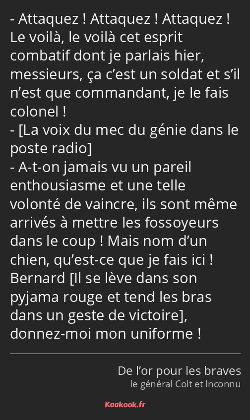 Attaquez ! Attaquez ! Attaquez ! Le voilà, le voilà cet esprit combatif dont je parlais hier…