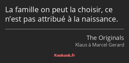 La famille on peut la choisir, ce n’est pas attribué à la naissance.