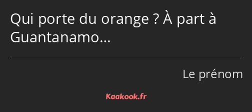 Qui porte du orange ? À part à Guantanamo…