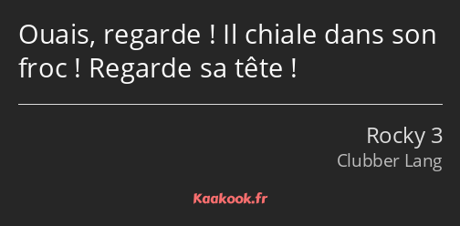 Ouais, regarde ! Il chiale dans son froc ! Regarde sa tête !