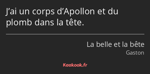 J’ai un corps d’Apollon et du plomb dans la tête.