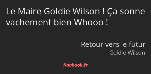 Le Maire Goldie Wilson ! Ça sonne vachement bien Whooo !