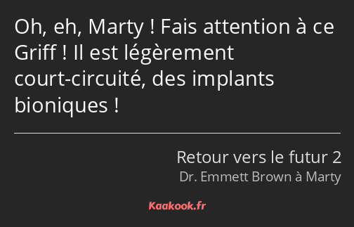 Oh, eh, Marty ! Fais attention à ce Griff ! Il est légèrement court-circuité, des implants…