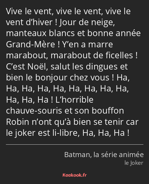 Vive le vent, vive le vent, vive le vent d’hiver ! Jour de neige, manteaux blancs et bonne année…