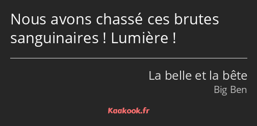 Nous avons chassé ces brutes sanguinaires ! Lumière !